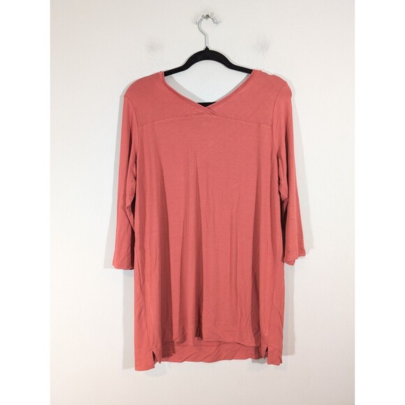 J. Jill Wearever Top Women M Mauve Pink Relaxed Fit 3/4 Sleeve Tunic - Picture 2 of 6